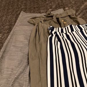 3 for $20- Striped Ankle Pants, Tie Waist Pants and High Waist Wide Leg Pants